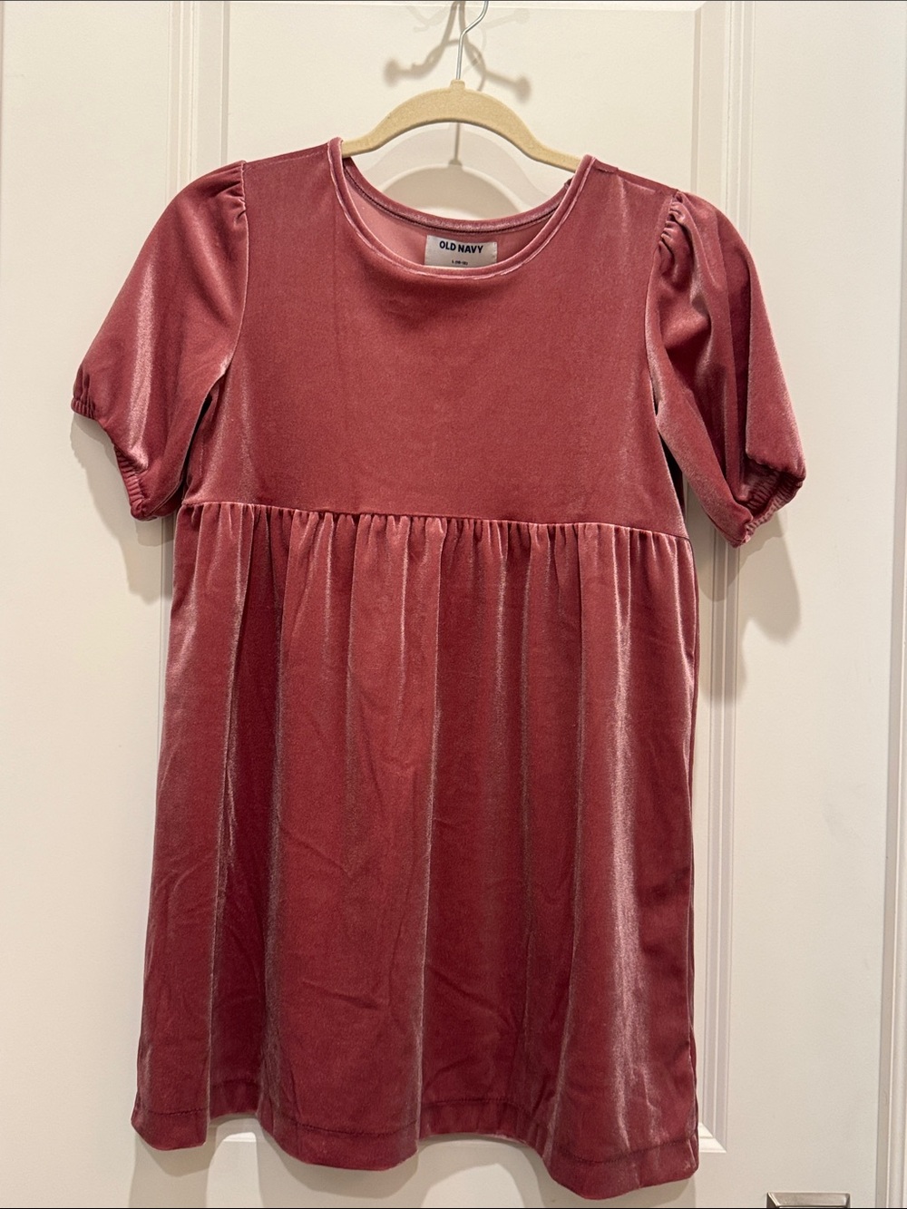 Old Navy Dusty Rose Velvet Puff-Sleeve Dress